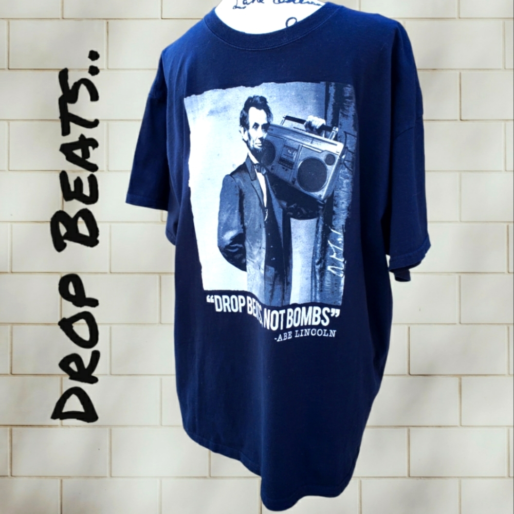 Mens Abe Lincoln & boombox black tee